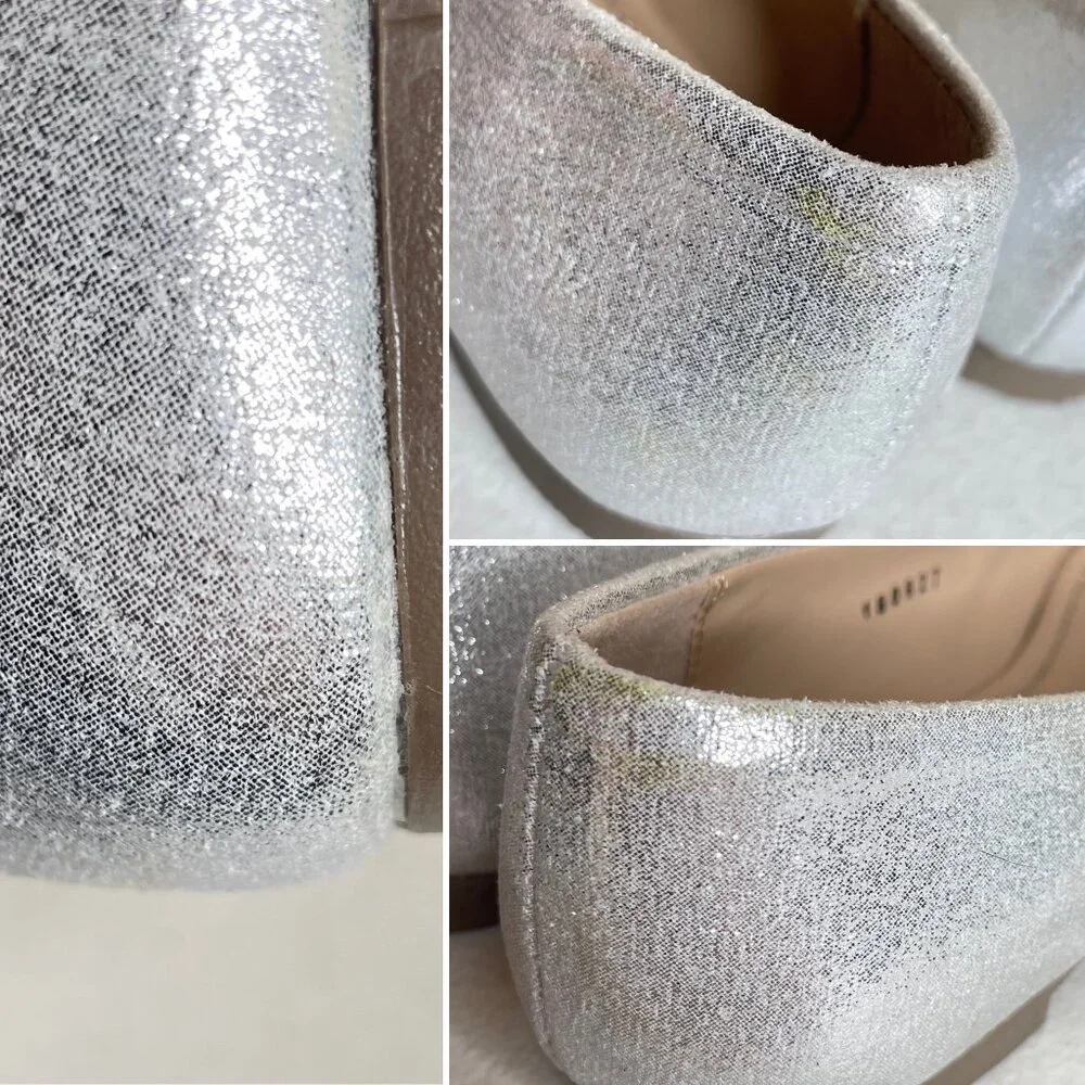 KidExpress Silver Glitter Bow Ballet Flats Size EU 31